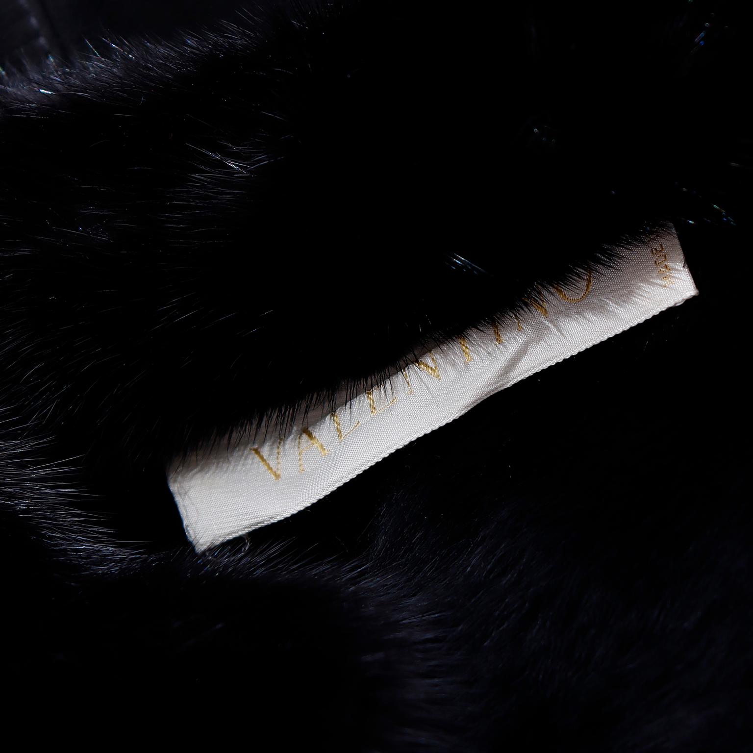 Valentino 2007 - Manteau de défilé en peau de mouton noir avec application de perles, doublure et bordure en vison en vente 11