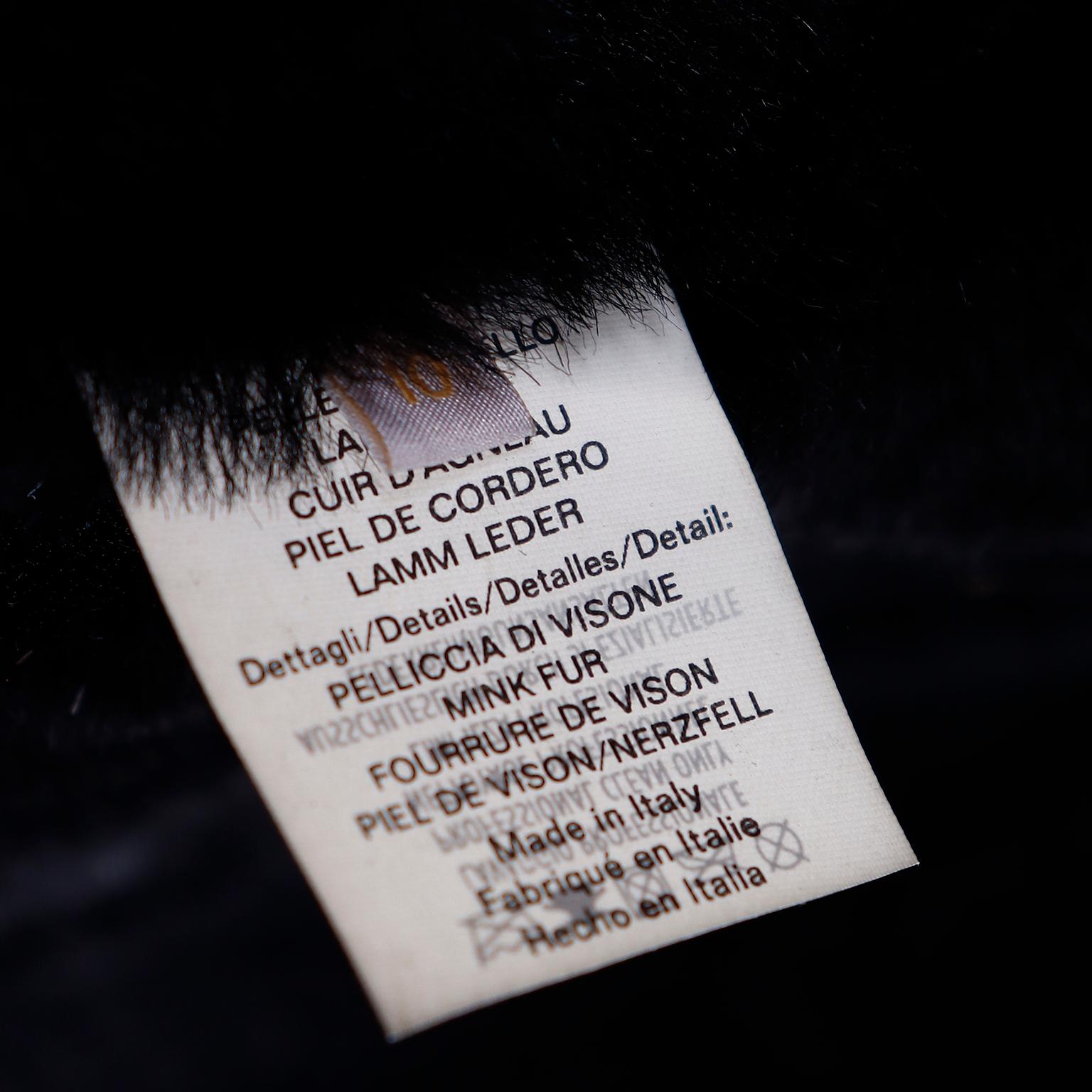 Valentino 2007 Beaded Applique Black Sheepskin Runway Coat w Mink Lining & Trim For Sale 11