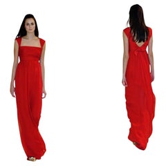 VALENTINO 2008 Vintage Runway Red Silk Layered Evening Gown Maxi Dress