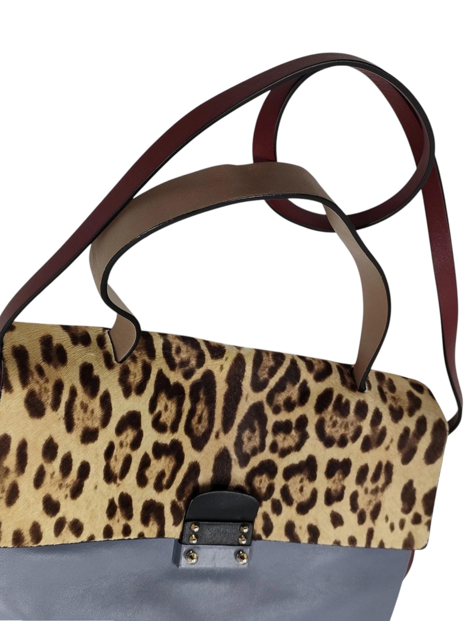 Valentino 2010s Multicolor Leder und Kalbshaar Glam Lock Top Handle Handtasche im Angebot 3