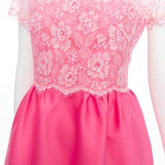 VALENTINO 2011 Runway pink wool blend floral lace overlay bodice dress IT42 M