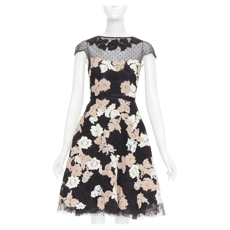valentino sheer lace dress Gorgeous 2000s Valentino Roma Sheer Black Chiffon & Banded Lace Bodice Shrimpton Couture