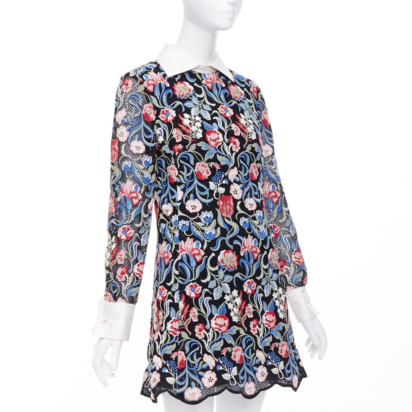Gray VALENTINO 2013 Runway multicolor tapesty lace embroidery dress IT40 S