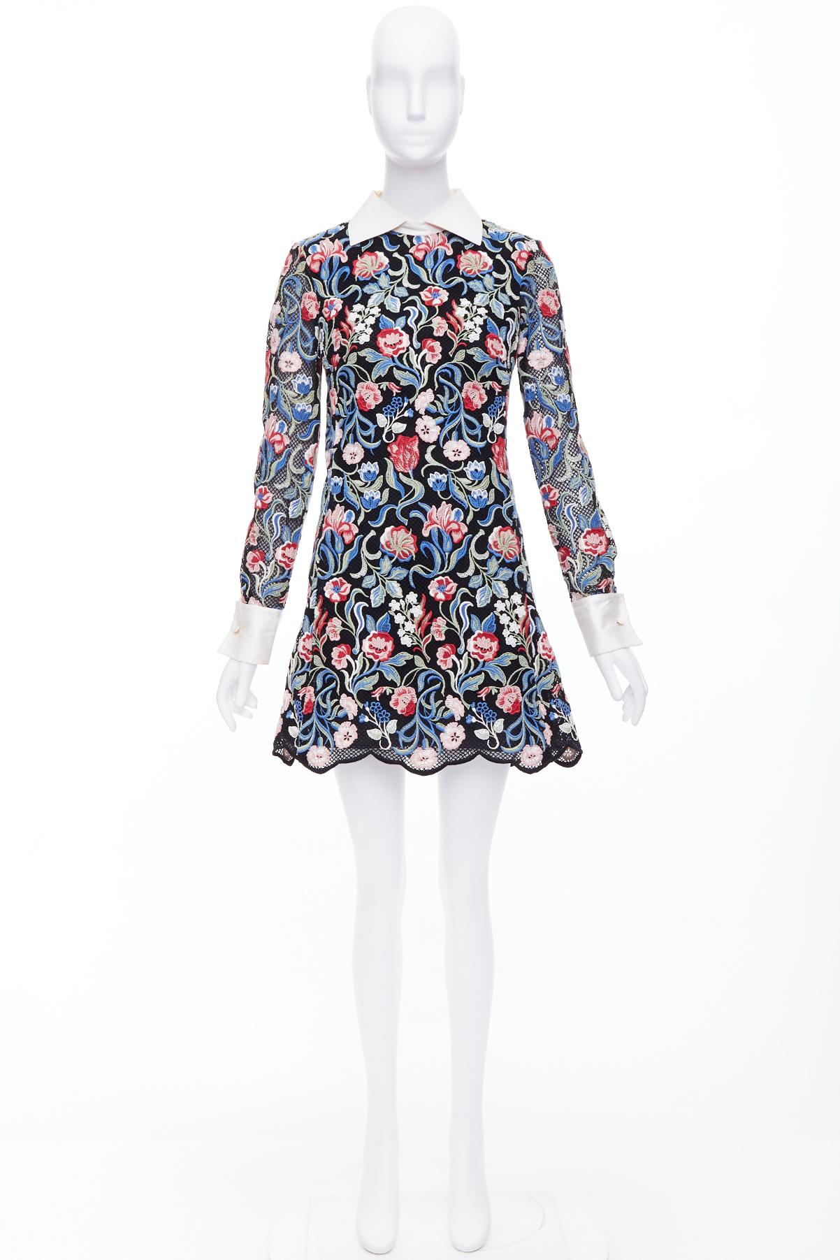 VALENTINO 2013 Runway multicolor tapesty lace embroidery dress IT40 S 5