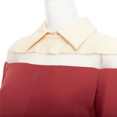 VALENTINO 2013 Runway red beige colorblock sheer chest panel maxi dress IT40 S