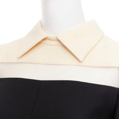 VALENTINO 2014 beige sheer tulle paneled wool silk inverted pleat dress IT40 S