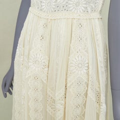 VALENTINO 2015 Runway Bridal ivory cotton embroidered pleated maxi dress IT40 S