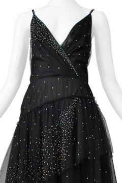 Valentino 2016 Black Tulle "Constellation" Slip Dress With Beading