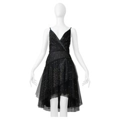 Valentino 2016 Black Tulle "Constellation" Slip Dress With Beading