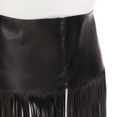 VALENTINO 2016 Runway black lambskin leather fringe belt overskirt IT44 L