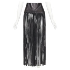 VALENTINO 2016 Runway black lambskin leather fringe belt overskirt IT44 L