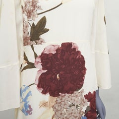 VALENTINO 2016 Runway cream floral print cape back ruffle sleeve dress