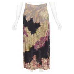 VALENTINO 2016 Runway Prairie sheepskin leather pleated lace midi skirt IT40 S