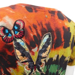 VALENTINO 2017 rainbow tie dye butterfly embroidery tshirt XS