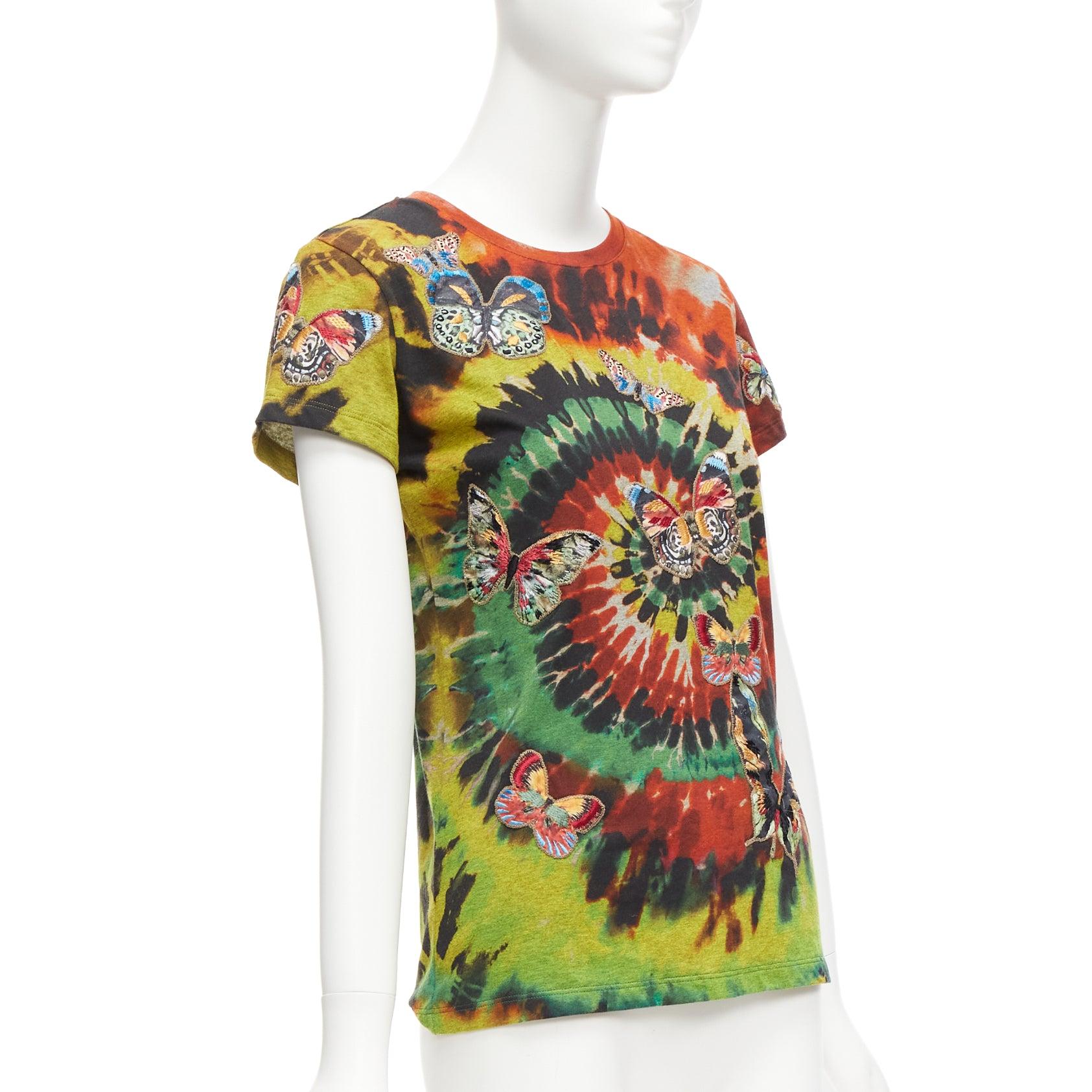 VALENTINO 2017 camiseta arco iris bordada mariposa XS Marrón en venta