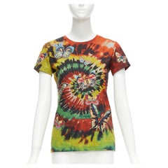 VALENTINO 2017 rainbow tie dye butterfly embroidery tshirt XS