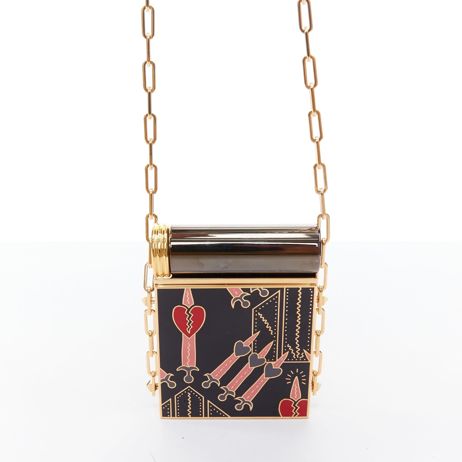 Women's VALENTINO 2017 Runway Loveblade minaudiere compact mirror crossbody bag For Sale