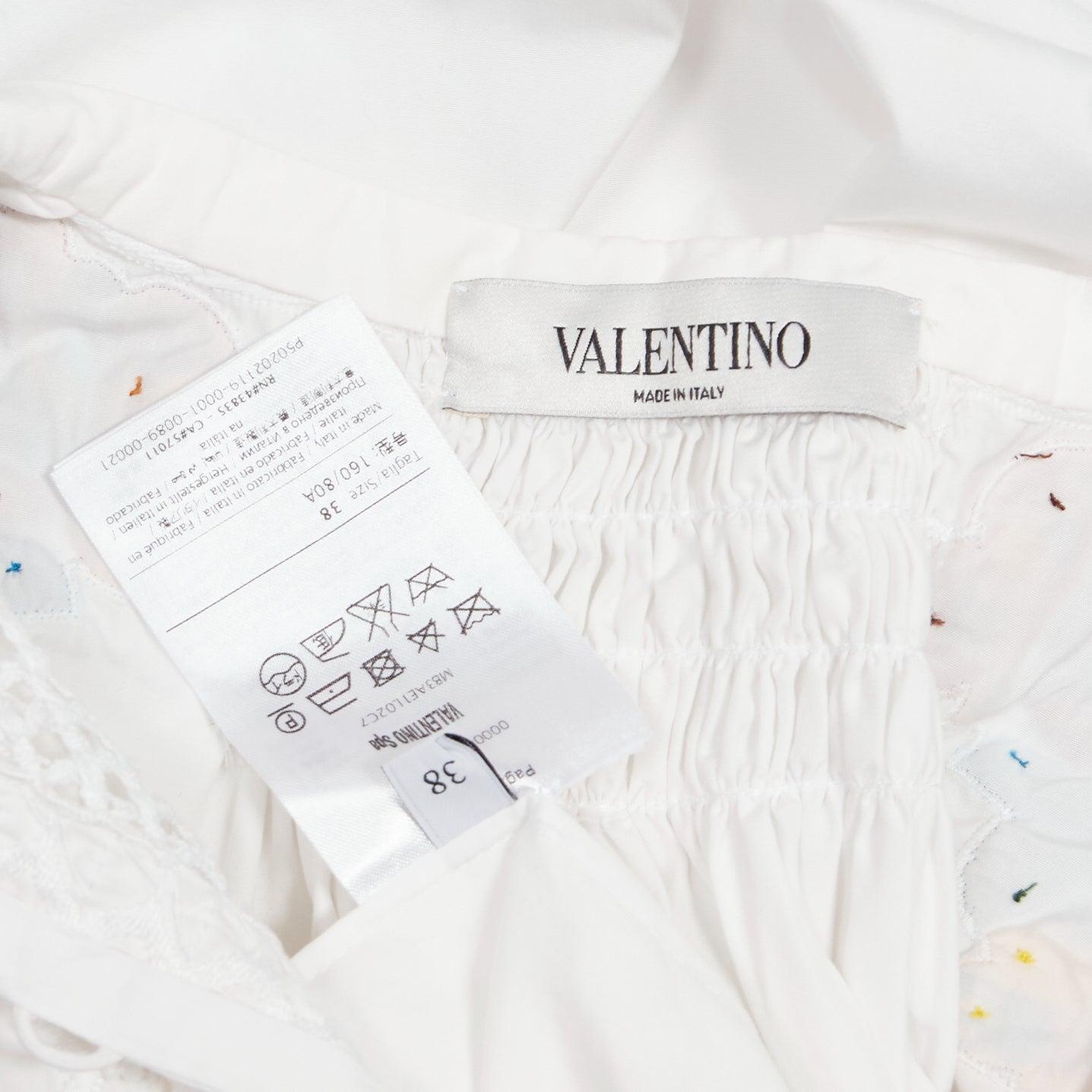 VALENTINO 2017 Runway blouse boho brodé d'espèces de papillons blancs  IT38 XS en vente 8