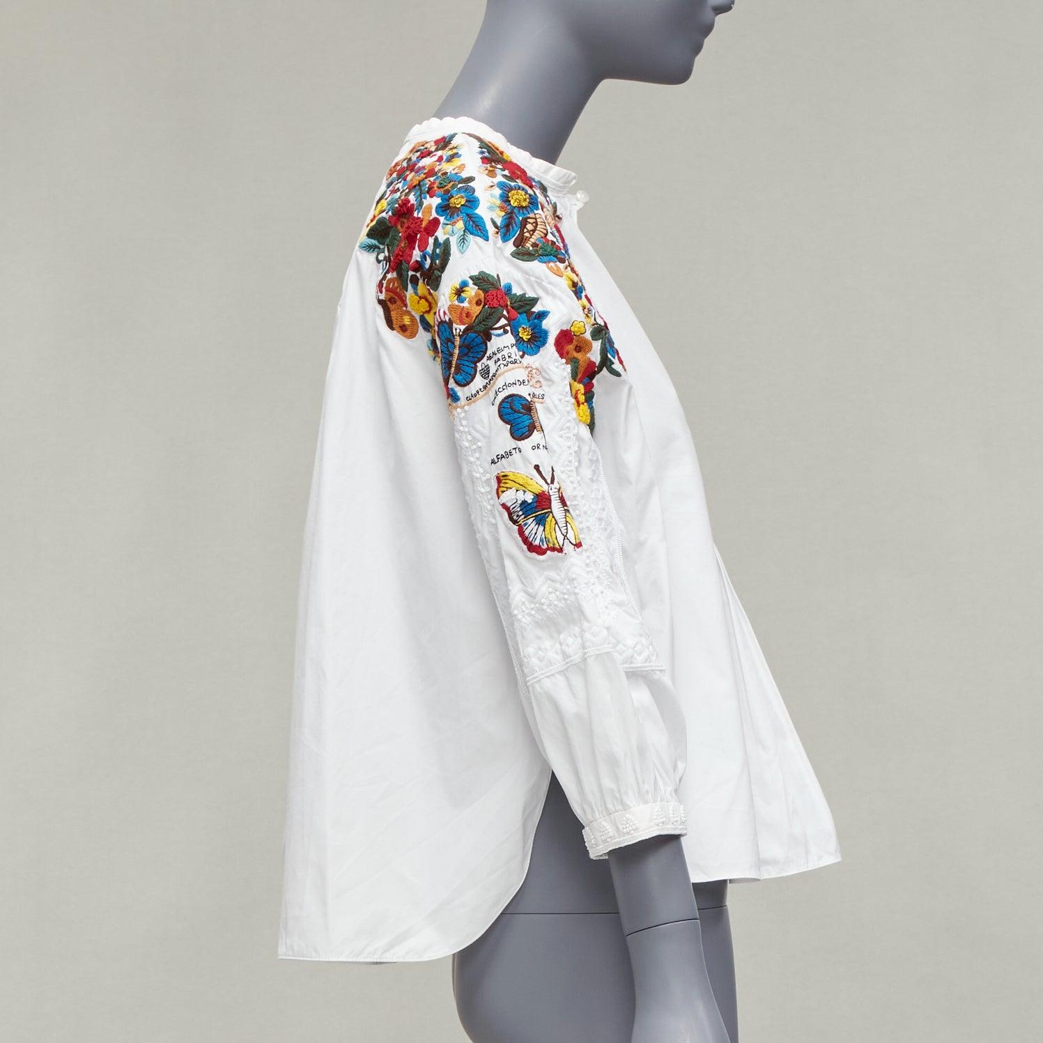De las mujeres VALENTINO 2017 Pasarela blanco mariposa especies bordado boho blusa  IT38 XS