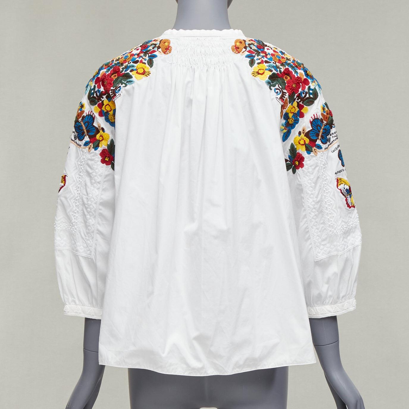 VALENTINO 2017 Runway blouse boho brodé d'espèces de papillons blancs  IT38 XS en vente 2
