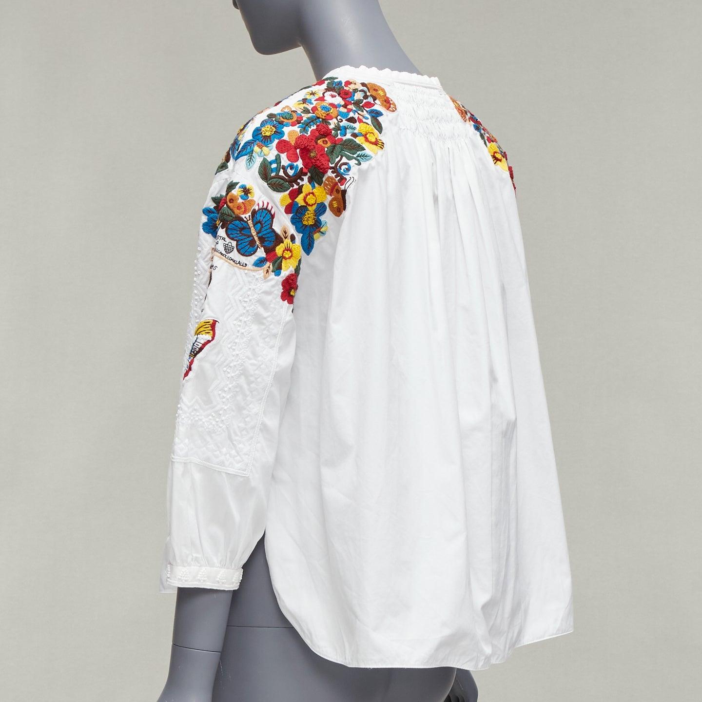 VALENTINO 2017 Pasarela blanco mariposa especies bordado boho blusa  IT38 XS 2