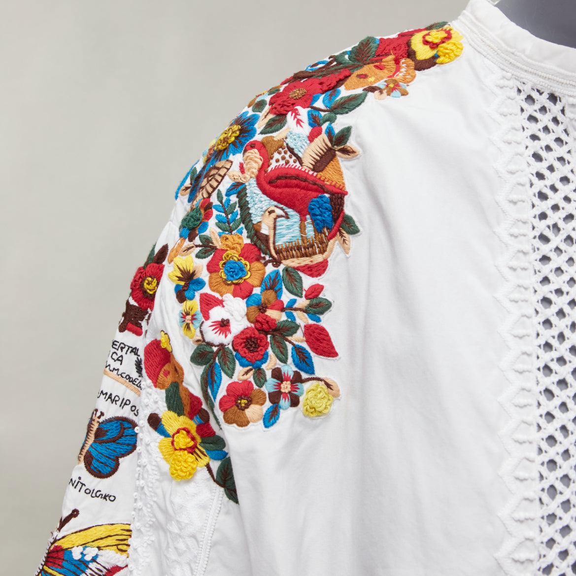 VALENTINO 2017 Runway blouse boho brodé d'espèces de papillons blancs  IT38 XS en vente 5