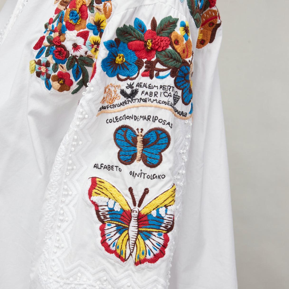 VALENTINO 2017 Pasarela blanco mariposa especies bordado boho blusa  IT38 XS 5