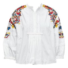 VALENTINO 2017 Runway white butterfly species embroidery boho blouse IT38 XS