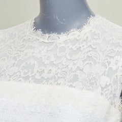 VALENTINO 2018 Bridal white sheer lace yoke tweed mixed mini dress IT40 S