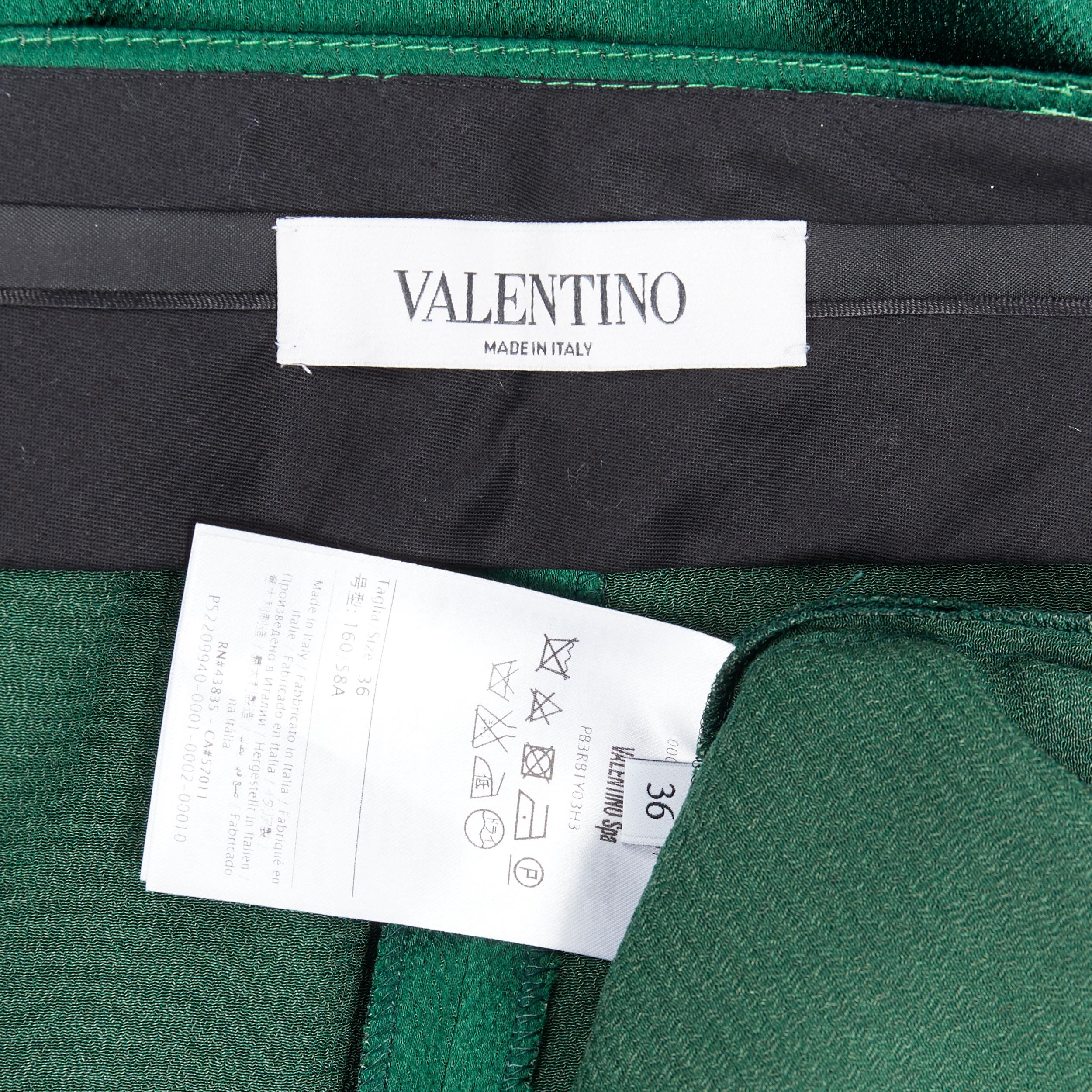 VALENTINO 2018 green pleated stripe cut  out popper button wide track pants IT36 1