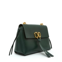 Valentino 2018 Sac VLogo Green Leather Golden Chain Strap VLogo Shoulder Bag