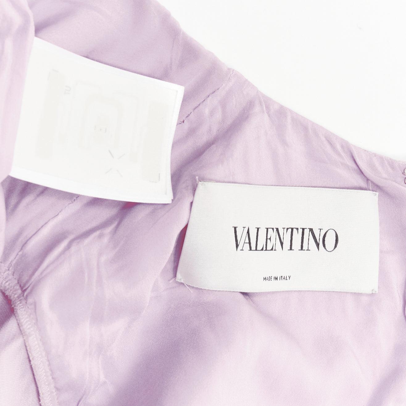 VALENTINO 2019 pastel pink wool silk crepe lace box pleat A-line dress IT38 XS For Sale 4