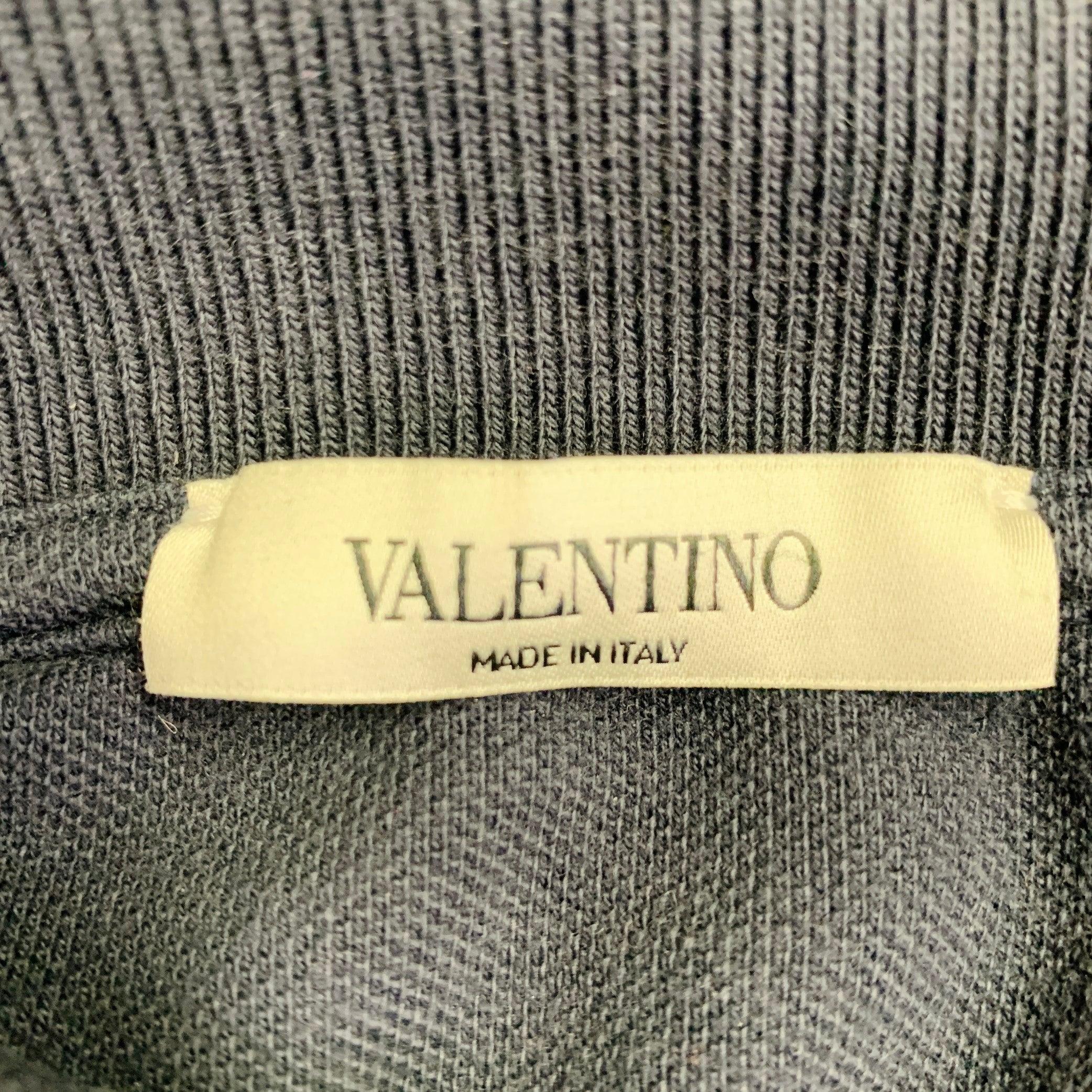 VALENTINO 2019 Taille M Bleu marine Brodé perles From Outer Space Polo coton boutonné en vente 2