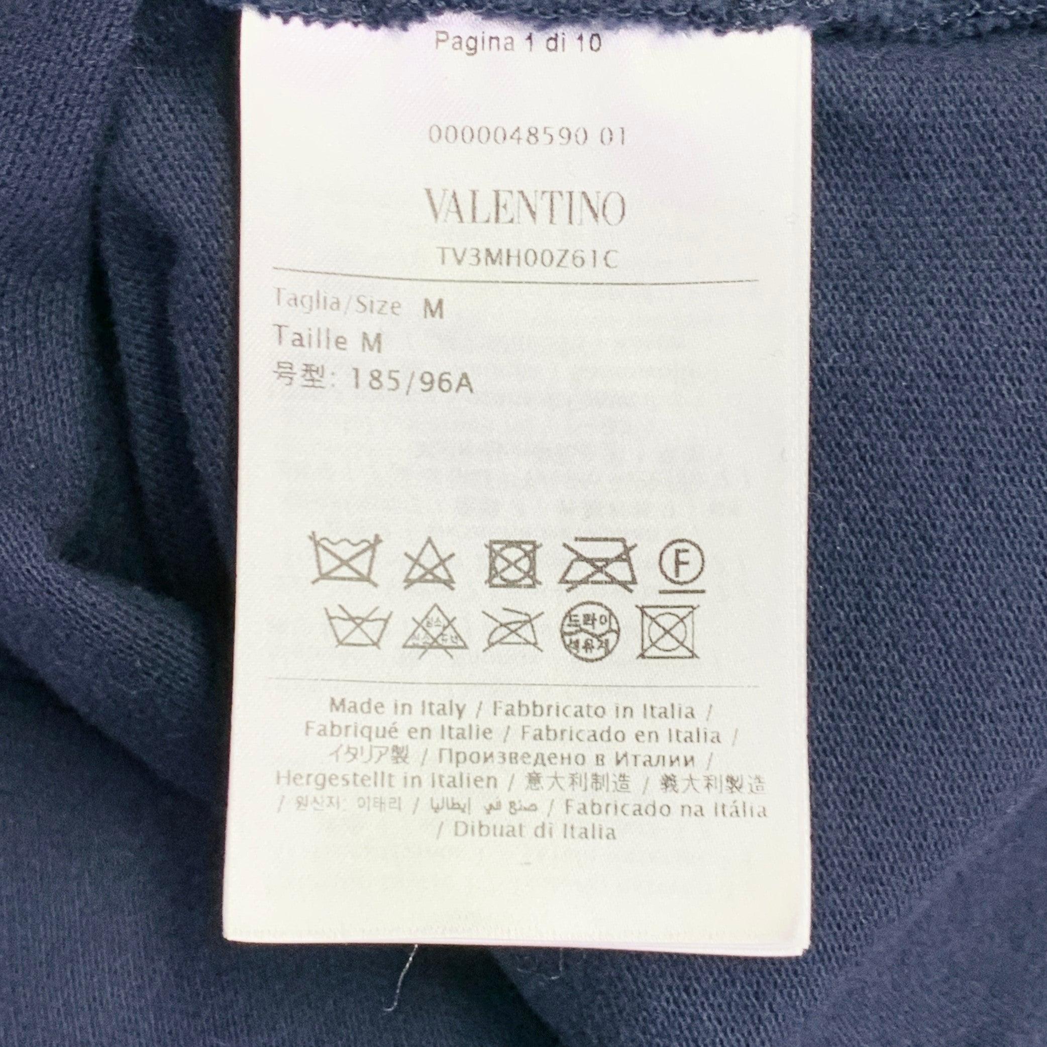 VALENTINO 2019 Taille M Bleu marine Brodé perles From Outer Space Polo coton boutonné en vente 3