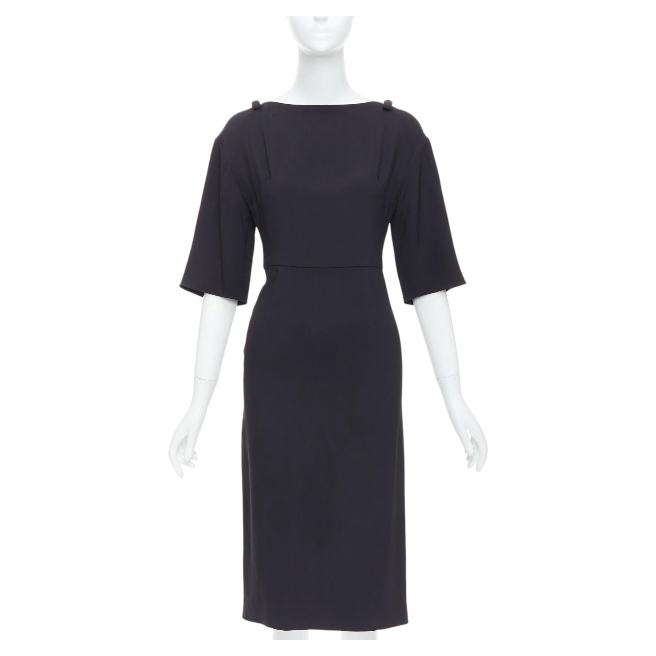 VALENTINO 2020 black ribbon shoulder half sleeve shift dress IT36 XXS