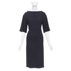 VALENTINO 2020 black ribbon shoulder half sleeve shift dress IT36 XXS