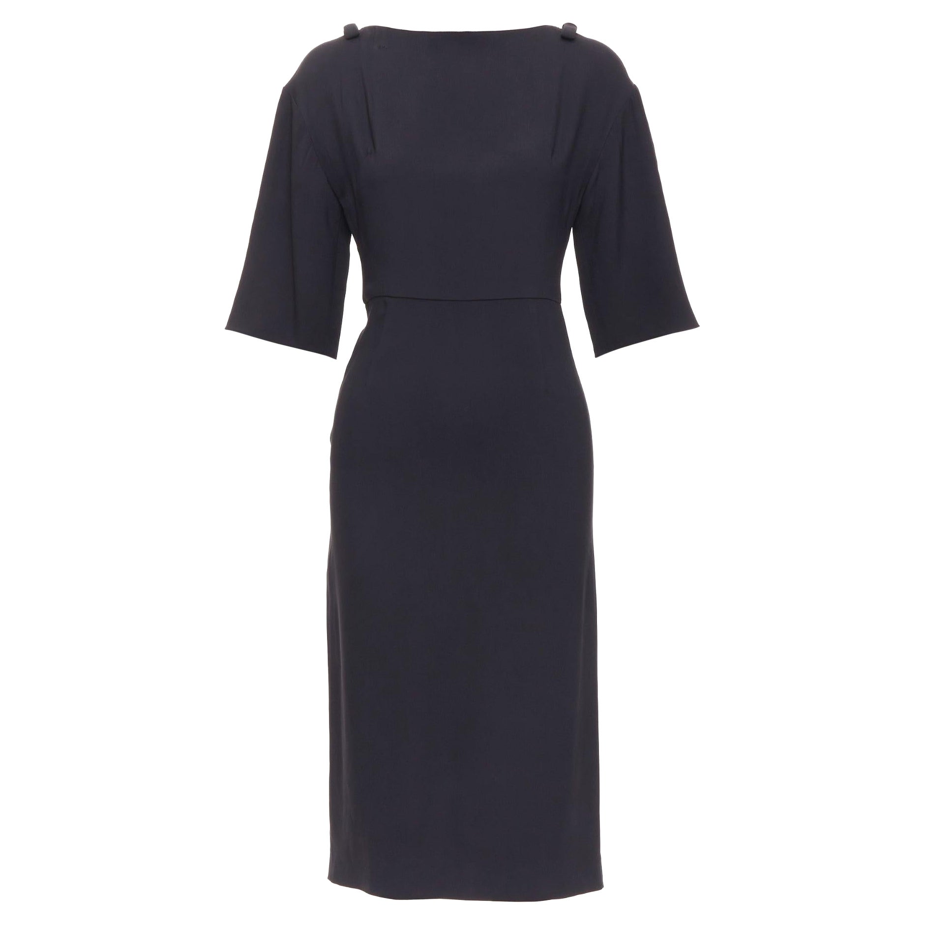 VALENTINO 2020 Schwarzes seitliches, halbärmeliges shift-Kleid mit Schleifenmuster IT36 XXS im Angebot