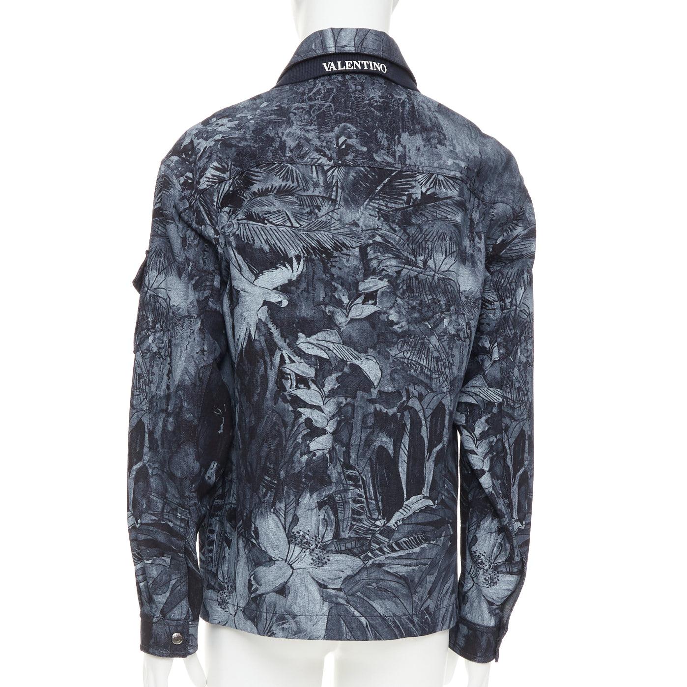 VALENTINO 2020 forest animal elephant monkey printed denim safari jacket IT48 M For Sale 1