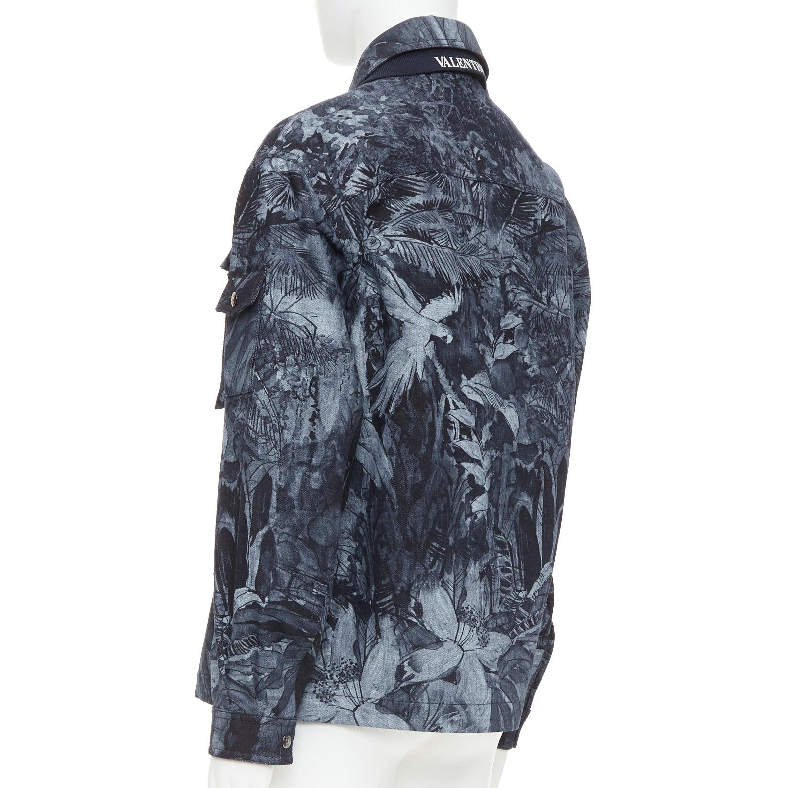 VALENTINO 2020 forest animal elephant monkey printed denim safari jacket IT48 M For Sale 2