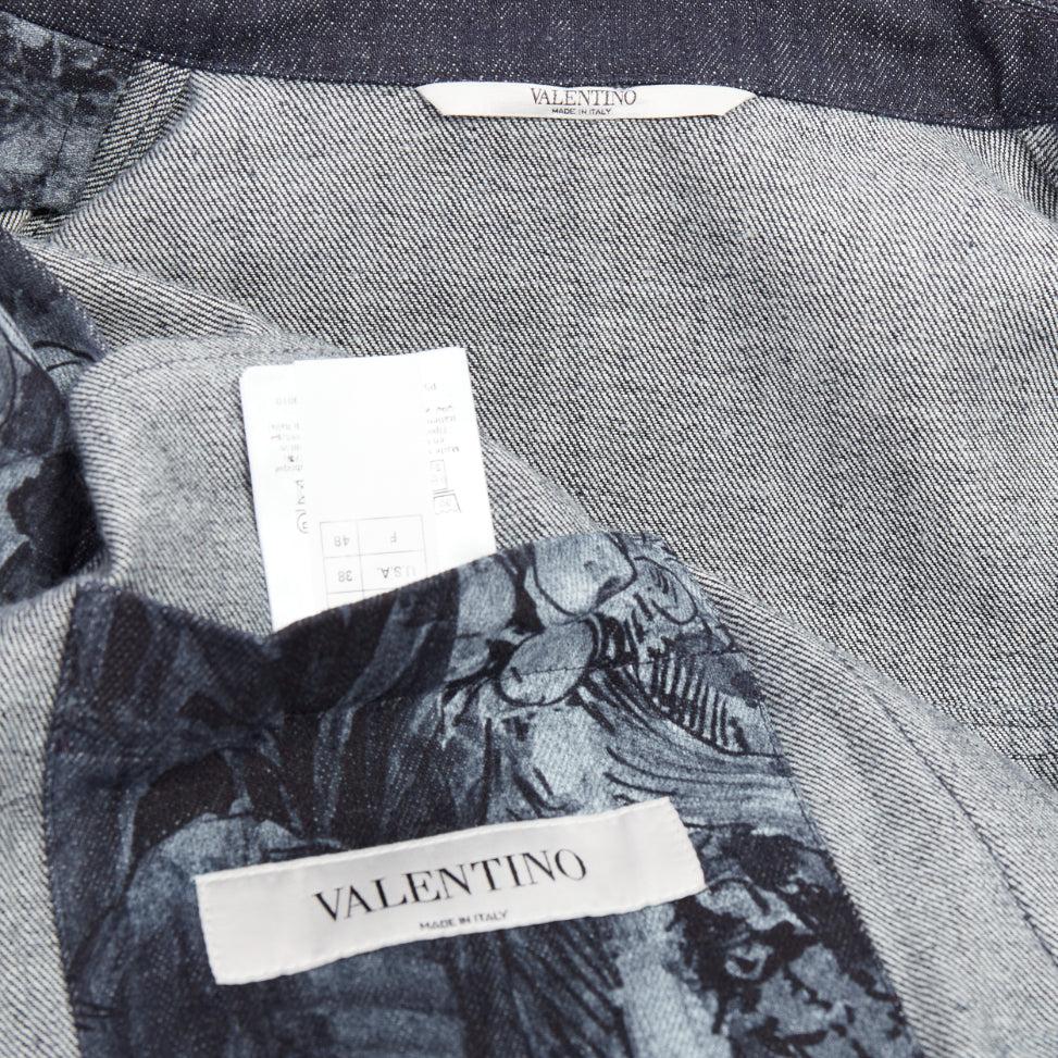 VALENTINO 2020 forest animal elephant monkey printed denim safari jacket IT48 M For Sale 4