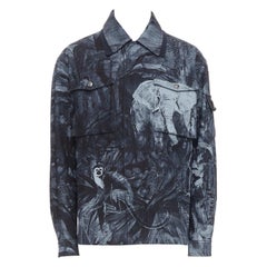 VALENTINO 2020 forêt animal éléphant singe imprimé denim saharienne IT48 M