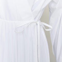 VALENTINO 2020 Le Blanc cotton blend pleated skirt puff sleeves wrap midi dress