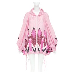 VALENTINO 2020 print pink abstract floral nylon ruched cocoon parka coat IT40 S