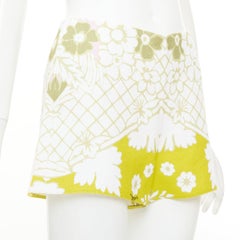 VALENTINO 2020 yellow white floral lattice graphic jacquard mini shorts IT38 XS