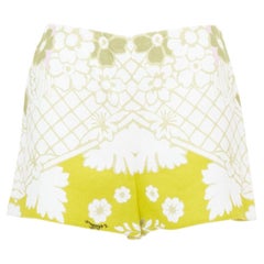 VALENTINO 2020 yellow white floral lattice graphic jacquard mini shorts IT38 XS