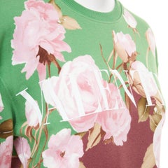 VALENTINO 2021 Flying Flowers logo colorblock cotton crop sweatshirt XS