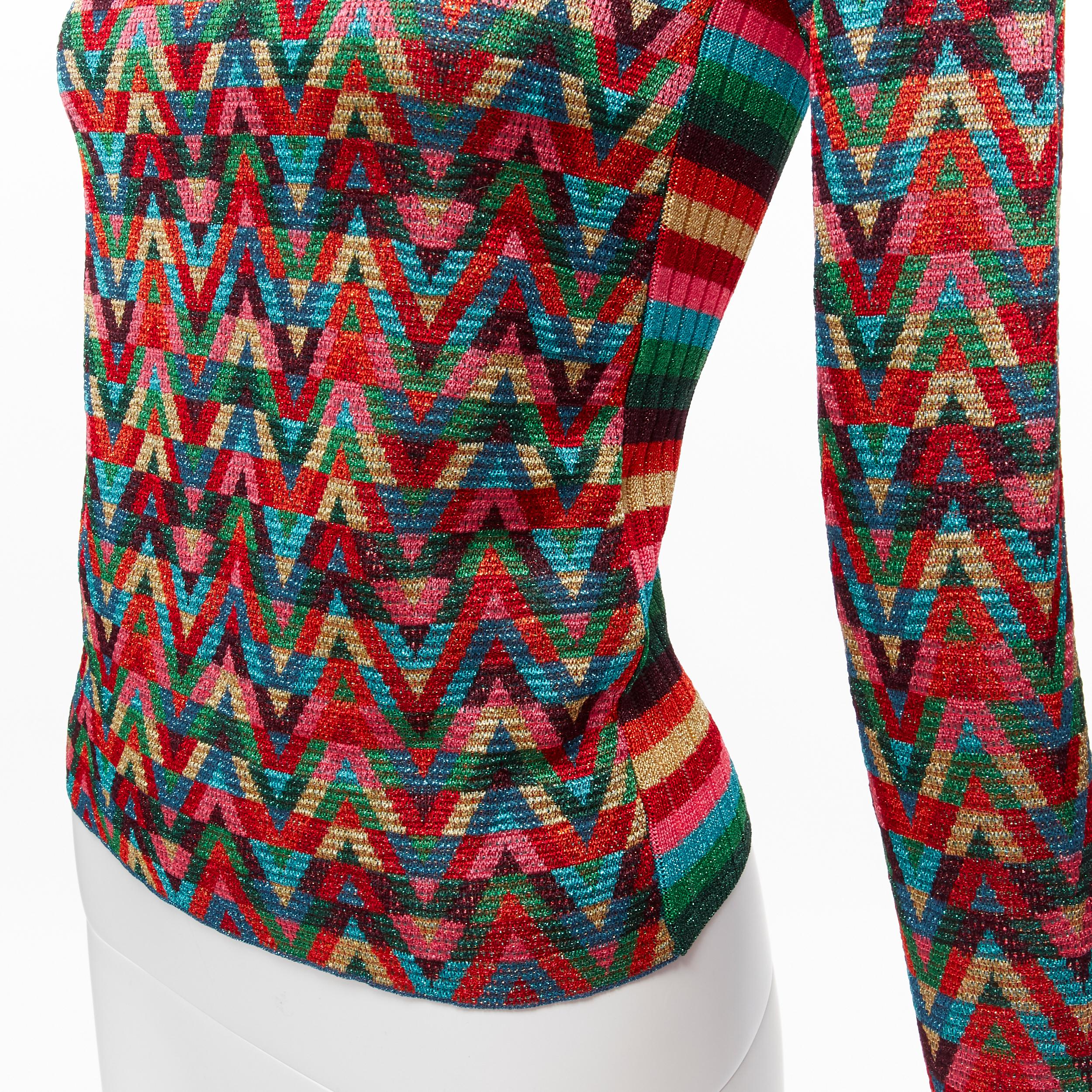 VALENTINO 2021 Optical VLOGO colorful lurex silver collar long sleeve sweater XS For Sale 4