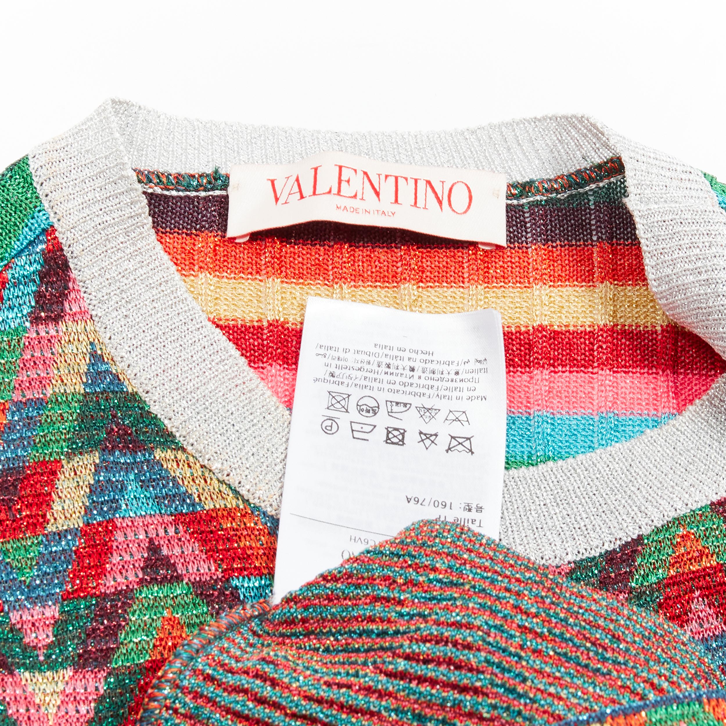 VALENTINO 2021 Optical VLOGO colorful lurex silver collar long sleeve sweater XS For Sale 5