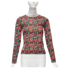 VALENTINO 2021 Optical VLOGO colorful lurex silver collar long sleeve sweater XS