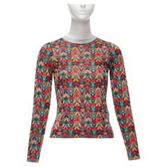 VALENTINO 2021 Optical VLOGO colorful lurex silver collar long sleeve sweater XS